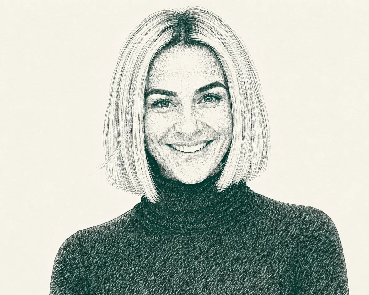 Engraved illustration of Justine Youl, Founder and CEO of SiteSherpa